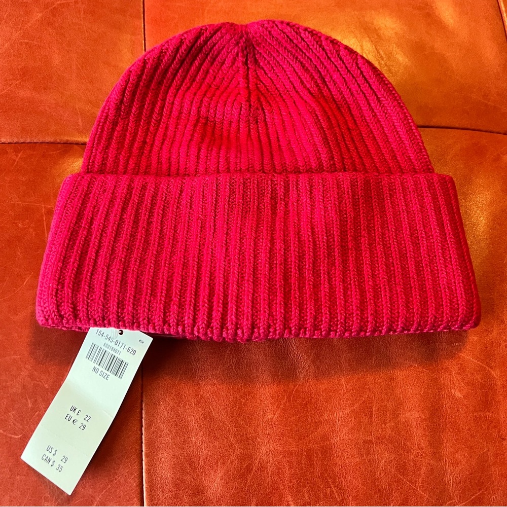 Abercrombie & Fitch Vibrant Pink Ribbed Beanie